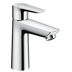 hansgrohe Talis E - Çekme Çubuğu Giderli Lavabo Armatürü, Çıkışlı Banyo Musluğu Yükseklik 104 mm, Musluk Bataryası Su Tasarruflu (EcoSmart), Krom, 71710000