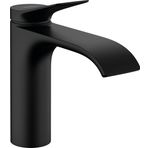 hansgrohe Vivenis - Çekme çubuklu gider lavabo armatürü, 110 mm çıkış yüksekliğine sahip banyo musluğu, musluk bataryası, su tasarruflu (EcoSmart), mat siyah, 75020670