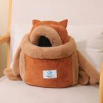 Hanyang Kahve M (26X20X25CM) Pet Sıcak Taşıma Çantası Küçük Kedi Köpekler Sırt Çantası Kış Sıcak Taşıma Peluş Evcil Kafes Yürüyüş Açık Seyahat Yavru Kedi Asılı Göğüs Çantası (Yurt Dışından) - Renkli