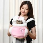 Hanyang Pembe 35X25X27 cm Evcil Hayvan Taşıma Çantası Küçük Kedi Köpekler Sırt Çantası Kış Sıcak Yumuşak Peluş Taşıyan Evcil Kafes Yürüyüş Açık Seyahat Yavru Asılı Göğüs Çantası (Yurt Dışından) - Renkli