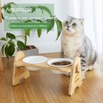 Hanyang Seramik Kase 2 Bambu Seramik Ayarlanabilir Çift Eğimli Ayakta Boyun Koruma Dökülmeye Karşı Kedi ve Köpek Mama Kasesi Pet Pirinç Kasesi Evcil Hayvan Malzemeleri (Yurt Dışından) - Renkli