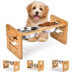 Hanyang Stil 2 Standlı Bambu Yükseltilmiş Köpek Kaseleri Ayarlanabilir Yükseltilmiş Yavru Kedi Maması Su Kaseleri Tutucu Küçük Orta Evcil Hayvan Için Tavşan Besleyici (Yurt Dışından) - Renkli