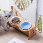 Hanyang Tek Kase Pembe 1 Kedi Seramik Kaseler Kediler Köpekler Için Bambu Yükseltilmiş Evcil Hayvan Kaseleri Koruyucu Servikal Omurga Anti-Takılma Yemekleri Evcil Hayvan Kaseleri ve Suluklar (Yurt Dışından)