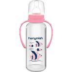 Hanymish 433 Kulplu PP Biberon 240 ml Pembe Dayanıklı Plastik Malzeme ile Ergonomik Tasarım