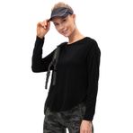 Hanyomo Kadın Fitness Uzun Kollu Yan Yarıklar Egzersiz Üstleri Yoga Spor Gömlek Nem Emici Koşu Atletik Tişörtü, Siyah, L