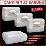 Hanzade Bitkisel Çankırı Tuz Sabunu 300-350 gr x 3 Adet Zengin Mineralli Doğal Saf Çankırı Kaya Tuzu Sabunu - 1 kg