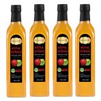 Hanzade Bitkisel Elma Sirkesi 500 ML x 4 Adet Doğal Fermantasyon İçilebilir Katkısız Cam Şişe