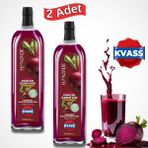 Hanzade Bitkisel Pancar Kvass Fermente Kırmızı Pancar Içeren Kür 1 Litre x 2 Adet Cam Şişe - 2 lt