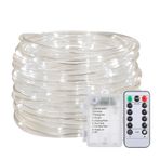 Hanzete 12M/39.4Ft 7.2W 120 LED Halat Işık Beyaz Pil ile Çalışır Uzaktan Kumanda Kombinasyonu Dalga İçinde Sıralı Yavaş Parlama Kovalama/Flaş Yavaş Sona Erme Parıltı/Flaş Sabit Açık 8 Farklı Aydınlatm