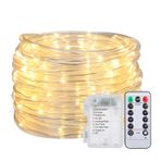 Hanzete 12M/39.4Ft 7.2W 120 LED Halat Işık Sıcak Beyaz Pil ile Çalışır Uzaktan Kumanda Kombinasyonu Dalga İçinde Sıralı Yavaş Parlama Kovalama/flaş Yavaş Sona Erme Parıltı/flaş Sabit Açık 8 Farklı Ayd