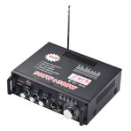 Hanzete 12V / 220V Mini Ses Güç Amplifikatörü 2CH 300W + 300W Araba Ev Kullanımı için BT Dijital Ses Alıcısı AMP USB Hafıza Kartı Yuvası Dijital MP3 Çalar FM Radyo LCD Ekran Uzaktan Kumandalı Çift Mik