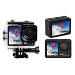 Hanzete 4K 30FPS Aksiyon Kamerası 16MP WiFi Spor Kamerası 160°Geniş Açı Lens Çift Ekran 30M/98ft Su Geçirmez Muhafaza ile Su Geçirmez Dalış Sörf Kayak Bisiklete binme için Montaj Aksesuarları Kiti