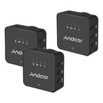 Hanzete Bir-Tetikleyici-İki 2.4G Kablosuz Mikrofon Sistemi (2 Verici + 1 Alıcı) Klipsli Mikrofon Max.30M Akıllı Telefon için 3.5mm TRS & TRRS Ses Kablosu ile Etkili Menzil Kamera Kamera Video