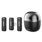 Hanzete BY-WM3T-U2 Kablosuz Mikrofon Sistemi, 1 Alıcı + 2 Verici + Şarj Kutusu ile 100M İletim Aralığı 10sa Süre Akıllı Gürültü Azaltma Android Telefonlar için Dahili Pil Değiştirme