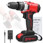 Hanzete Ev Tipi Çok Fonksiyonlu 21V Elektrikli Matkap Fırçasız Motor 2 Hız Kontrolü Kademesiz Hız Düzenleme Rotasyon Yolları Ayarı 25 Dişli Tork Ayarlanabil Lityum Matkap