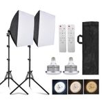 Hanzete Stüdyo Fotoğrafçılığı Işık Kiti Softbox Aydınlatma Seti 85W Çift Renkli LED Işık Dahil * 2 + 40x40cm Softbox * 2 + 1,7m Işık Standı * 2 + Uzaktan Kumanda * 2 + 1 * Stüdyo Portre için Taşıma