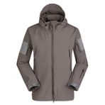 Haobing Erkek açık Softshell ceketler su geçirmez rüzgar geçirmez nefes taktik kamuflaj polar ceket Hood ile, gri, M