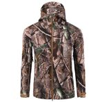 Haobing Erkek açık Softshell ceketler su geçirmez rüzgar geçirmez nefes taktik kamuflaj polar ceket Hood ile, Kamuflaj #6, XL
