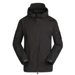 Haobing Erkek açık Softshell ceketler su geçirmez rüzgar geçirmez nefes taktik kamuflaj polar ceket Hood ile, siyah, M