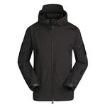 Haobing Erkek Outdoor Softshell Ceket Su Geçirmez Rüzgar Geçirmez Nefes Alabilir Taktik Kamuflaj Kapüşonlu Polar Ceket, siyah, XXL