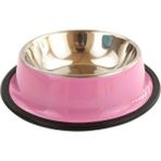 Haoer Kedi Köpek Paslanmaz Renkli Çelik Mama Kabı 30 cm Pembe