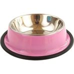 Haoer Paslanmaz Çelik Pembe 16 cm Kedi Köpek Mama Kabı
