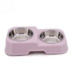 Haoer Pembe Kedi Köpek Çelik Kaseli Mama ve Su Kabı