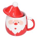 Haofy 450ml Noel Fincan, Büyük Kapasiteli Seramik Süt Çay Bardağı Ev Kahve Kapaklı Fincan Kaşık Kişiselleştirilmiş Fincan(D tipi)