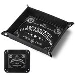 Haooryx Ouija Zar Tepsisi - Yenilikçi Taşınabilir Katlanır Zar Tutucu PU Deri Yuvarlama Tepsisi Seti Ouija Zar Depolama Aksesuarları Dekoratif Masa Düzenleyici Zar Oyunları DND RPG Oyun Oyuncuları