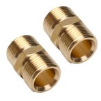 HAOWUJIN XIE 2 Parça M22 Basınçlı Yıkama Hortumu Bağlayıcı, M22 Metrik Erkek Dişli Uydurma 15mm Erkek X 15mm Erkek Basınçlı Yıkama Hortumu Uzatma Adaptörü, Katı Pirinç, 4500 PSIconnectors