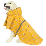 HAPEE Yansıtıcı Şeritli Kapüşonlu Büyük Köpekler için Köpek Yağmurlukları, Köpekler için Yağmur Panço Ceketi (E5-Sarı Nehir, L+ (Arka Uzunluk 22"))