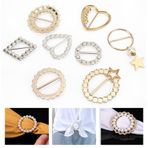 Hapivida Kadınlar Için Tişört Klipleri, 8 Adet İnci Eşarp Halka Klipleri Metal Ipek Alaşım Eşarp Toka Bling Rhinestone Gömlek Kravatlar Elbise Şapka Kemer Dekor Için Klipler