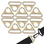 Hapivida Paket, 10 metal üçgen tokalı, 38 mm üçgen takma metal halka, çok amaçlı D halka toka, valiz, sırt çantası kayışı, kemer bandı aksesuarı (altın)