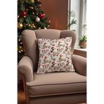 Happiears Kış Temalı Kırlent Kılıfı Yılbaşı Şapkalı Kuş 3 Boyutlu Görünümlü Baskılı Çok Renkli 45 x 45