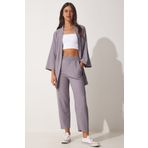 Happiness İst. BY00050 Kadın Taş Grisi Kimono Pantolon Örme Takımı