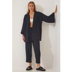 Happiness İst. DZ00046 Kadın Siyah Kimono Pantolon Takım