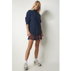 Happiness İst. UB00166 Kadın Lacivert Dik Yaka Basic Şardonlu Sweatshirt