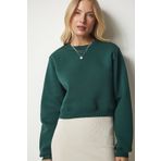 Happiness İst. UB00178 Kadın Zümrüt Yeşili Şardonlu Crop Sweatshirt