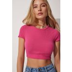 Happiness İstanbul Bisiklet Yaka Crop Örme Bluz