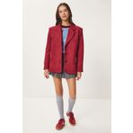 Happiness İstanbul Kadın Bordo Premium Süet Blazer Ceket FN03443