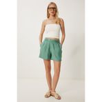 Happiness İstanbul Kadın Çağla Yeşili Cepli Dökümlü Şehir Boy Ayrobin Şort DP00255