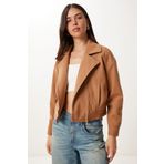 Happiness İstanbul Kadın Camel Cepli Kısa Kaşe Ceket DD01372