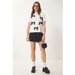 Happiness İstanbul Kadın Ekru Fiyonklu Pamuklu Örme T-Shirt CR00453