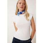 Happiness İstanbul Kadın Ekru Kolsuz Esnek Örme T-Shirt ZV00307