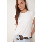 Happiness İstanbul Kadın Kemik Basic Örme T-Shirt EN00643