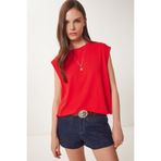 Happiness İstanbul Kadın Kırmızı Basic Örme T-Shirt EN00643