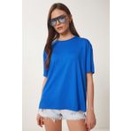 Happiness İstanbul Kadın Koyu Mavi Basic Örme T-Shirt EN00642