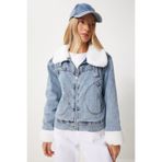 Happiness İstanbul Kadın Mavi İçi Suni Kürklü Denim Ceket RV00201