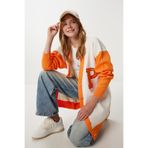 Happiness İstanbul Kadın Oranj Kemik Oversize Kontrast Renkli Triko Hırka YY00262