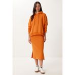Happiness İstanbul Kadın Oranj Örme Sweatshirt Etek Takım RC00164